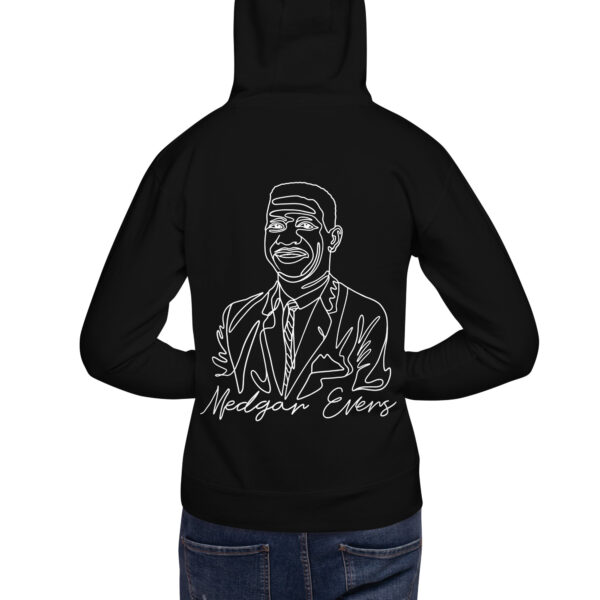 Medgar Evers: Unisex Hoodie - White Logo - Image 3