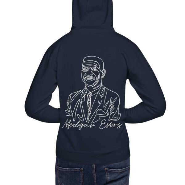 Medgar Evers: Unisex Hoodie - White Logo - Image 5