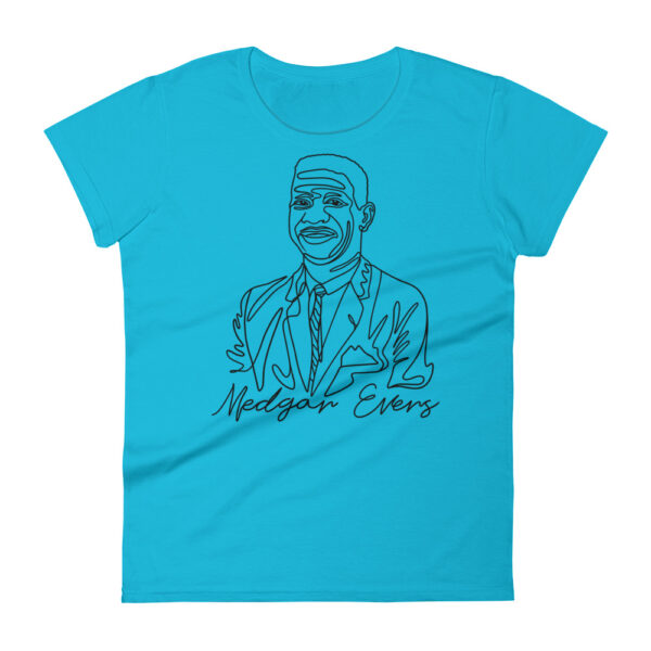 Medgar Evers: Fitted Women's T-Shirt - Black Logo - Image 2