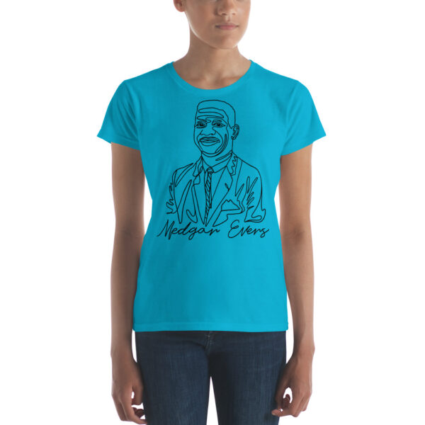 Medgar Evers: Fitted Women's T-Shirt - Black Logo - Image 4