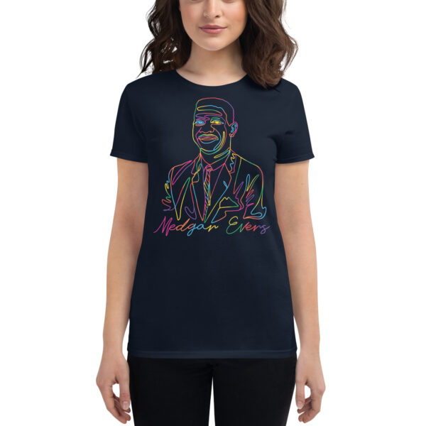 Medgar Evers: Fitted Women's T-Shirt - Color Logo - Image 4