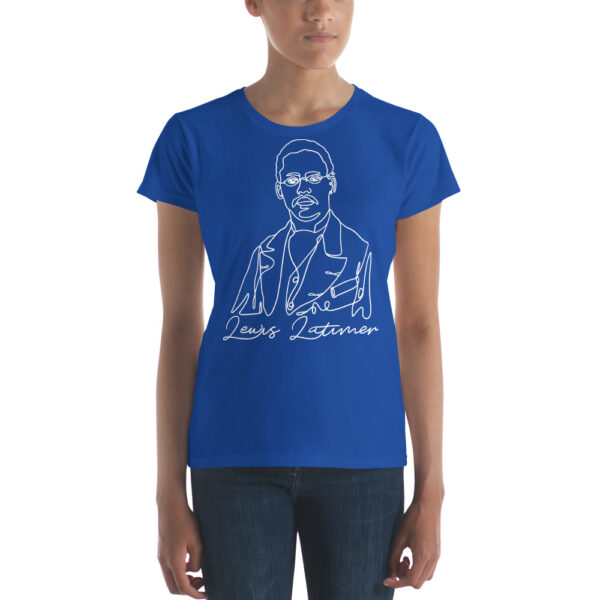 Lewis Latimer: Fitted Women's T-Shirt - White Logo - Image 7