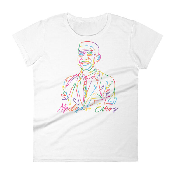 Medgar Evers: Fitted Women's T-Shirt - Color Logo - Image 3
