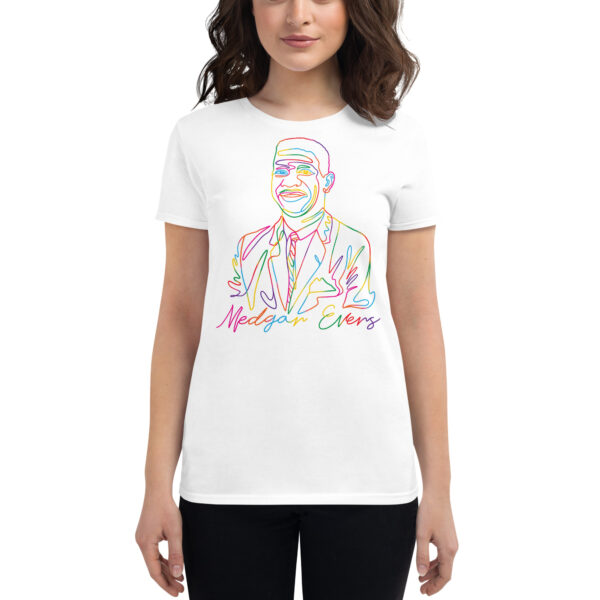 Medgar Evers: Fitted Women's T-Shirt - Color Logo - Image 8