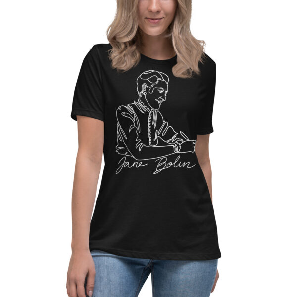 Jane Bolin: Women's Relaxed Tee - White Logo - Image 5