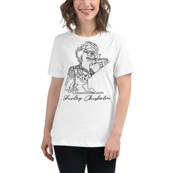 Shirley Chisholm: Relaxed White T shirt - Black Logo - Image 2